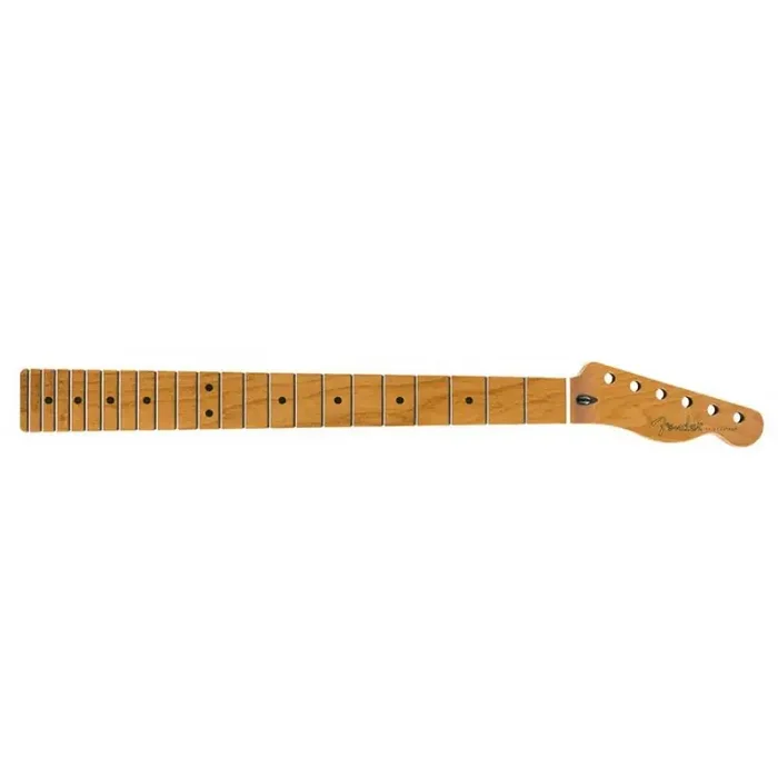 Fender Genuine Replacement Part roasted maple Telecaster neck, 21 narrow tall frets, 9.5″, maple, C shape, MIM