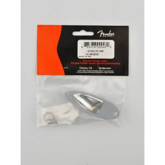 Fender Genuine Replacement Part Stratocaster recessed jack ferrule plate chrome