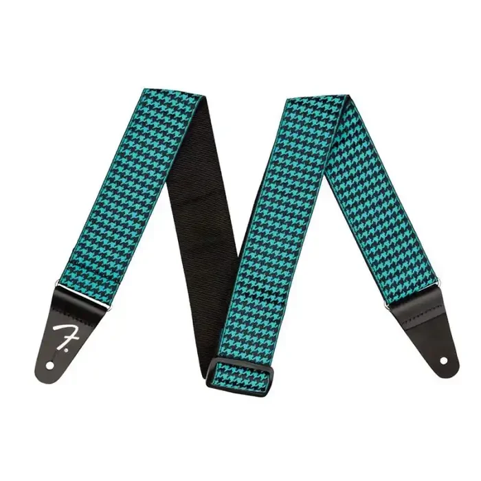 Fender guitar strap, houndstooth, teal