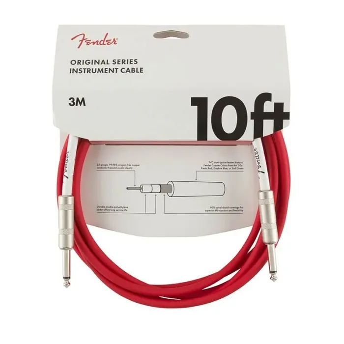 Fender Original Series instrument cable, 10ft, fiesta red