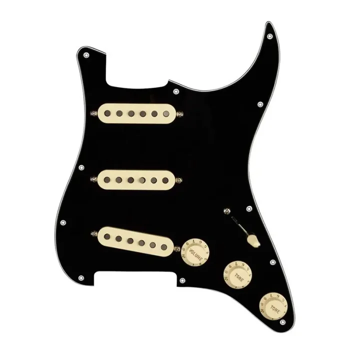 Fender Pre-Wired Strat Pickguard Custom Shop Fat 50‘s SSS, 11 screw holes, black