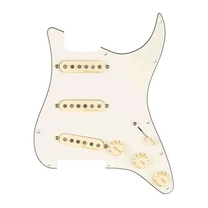 Fender Pre-Wired Strat Pickguard Vintage Noiseless SSS, 11 screw holes, parchment