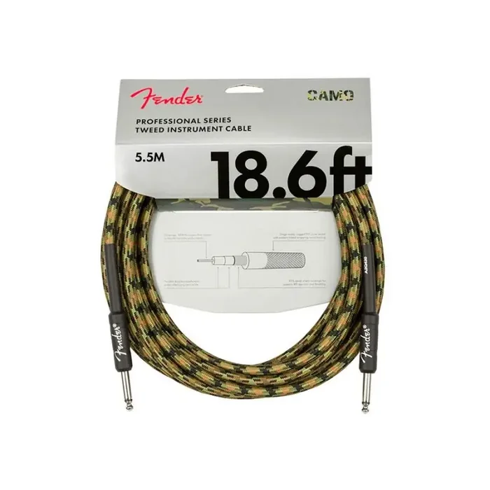Fender Professional Series instrument cable 2x jack (metal) 18.6‘, woodland camo