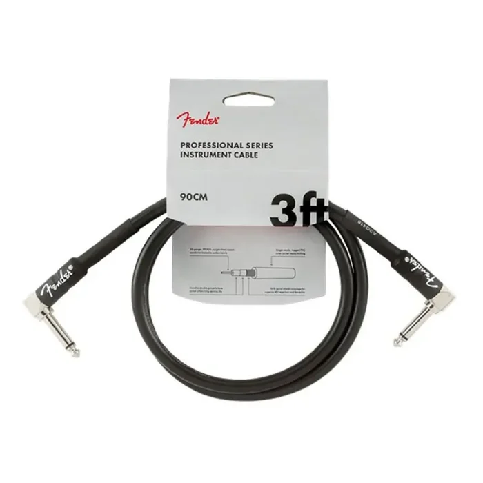 Fender Professional Series instrument cable, 3ft, 2x angled, black