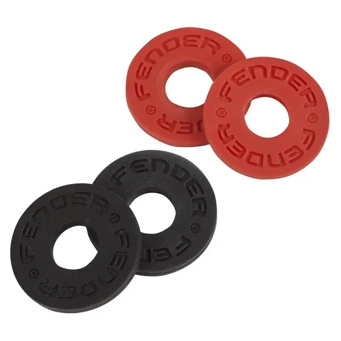 Fender Strap Blocks, rubber strap locking rings, one pair red and one pair black