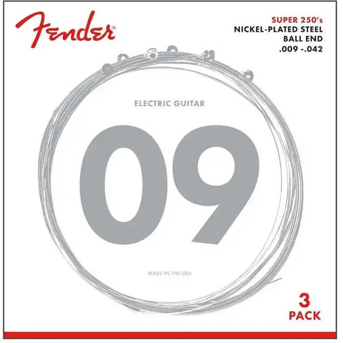 Fender Super 250s string set electric, nickel roundwound, light, 009-011-016-024-032-042, 3 pack