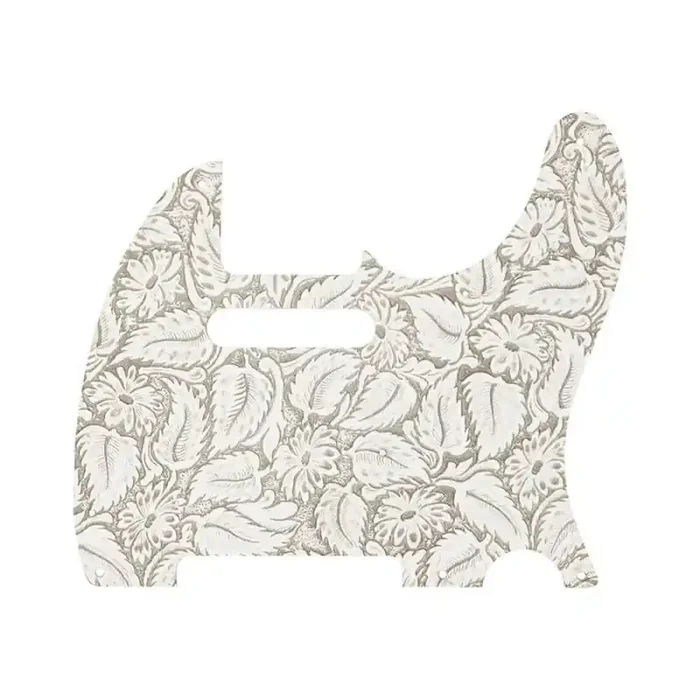 Fender Waylon Jennings embossed leather pickguard, 5 screw holes for ‘50s Tele, white