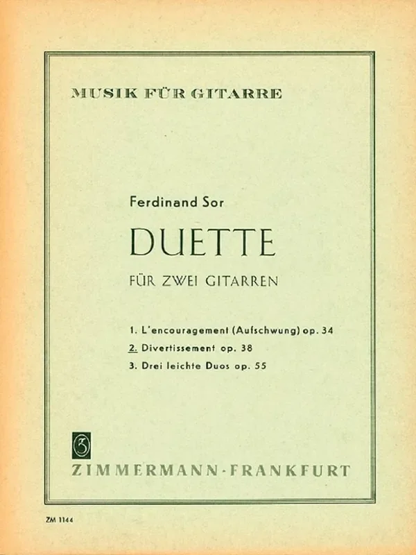 Fernando Sor Divertissement op. 38 Gitarre Duett