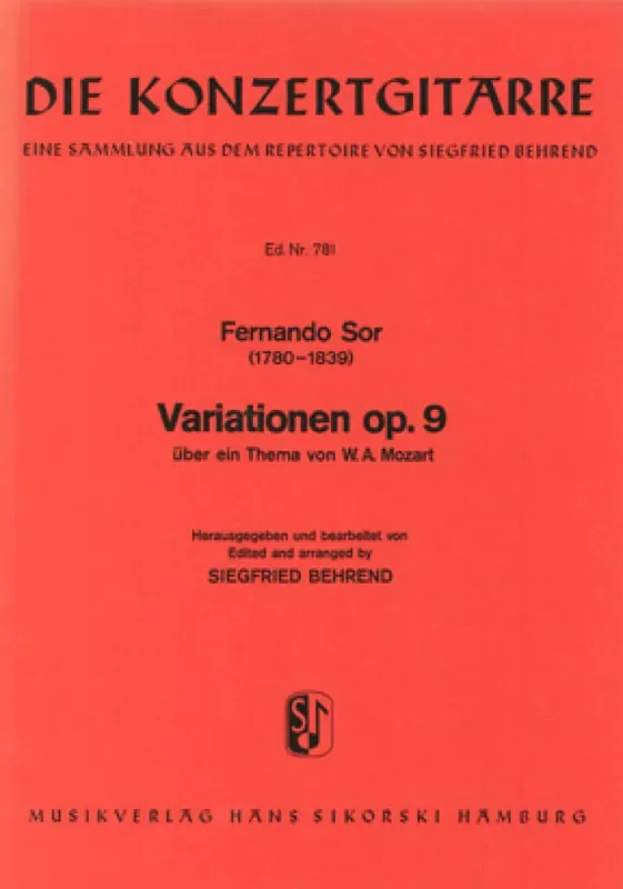 Fernando Sor Variationen über ein Thema von W. A. Mozart Gitarre Solo
