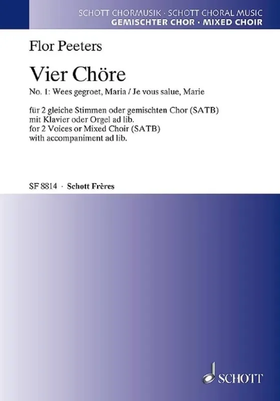 Flor Peeters Vier Chore Gemischter Chor mit Klavier/Orgel
