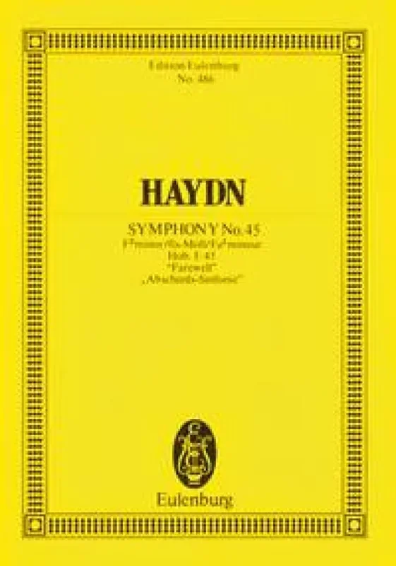 Franz Joseph Haydn Symphony No. 45 F Sharp Minor Hob. I Orchester