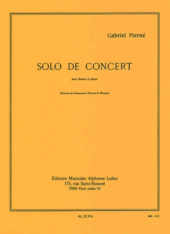 Gabriel Pierné Solo de concert Opus 35 Fagott mit Begleitung