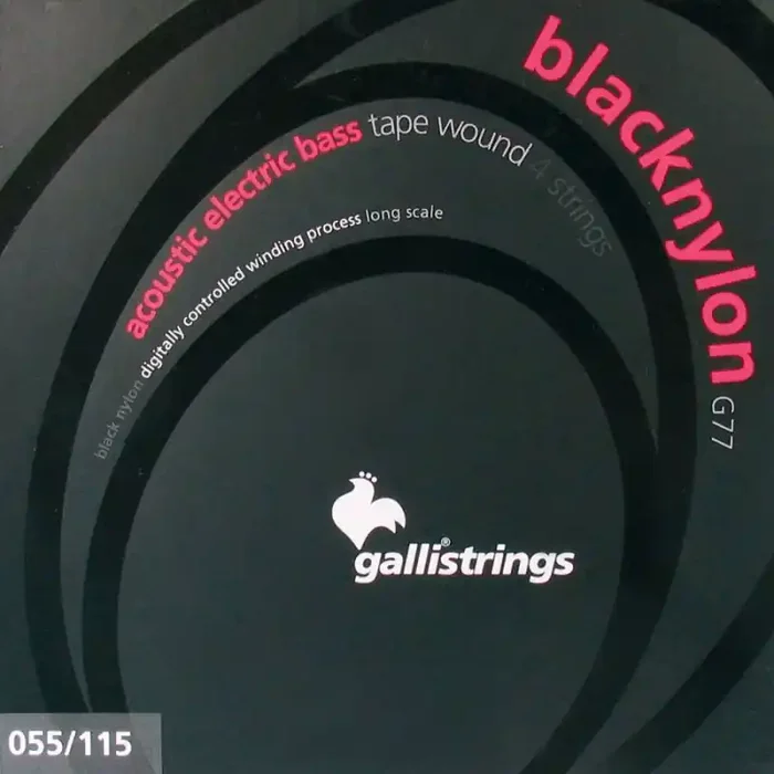 Galli Black Nylon snarenset akoestische basgitaar, tape wound, 055-075-100-115