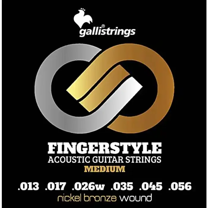 Galli Fingerstyle string set acoustic, nickel & bronze winding, medium 013-017-026w-035-045-056