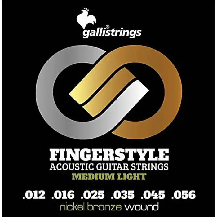 Galli Fingerstyle string set acoustic, nickel & bronze winding, medium light 012-016-025-035-045-056