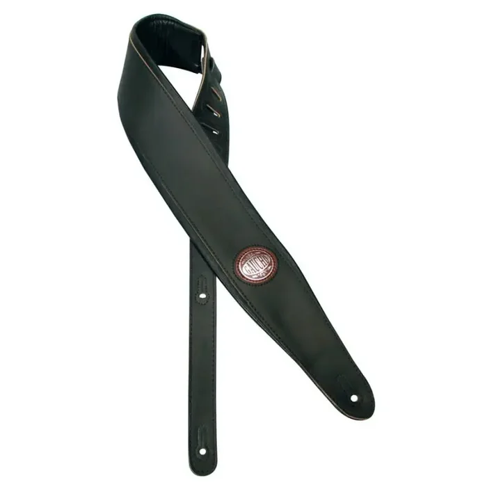 Gaucho Padded Deluxe Series extralange gitaarriem, lengte 180 cm, zwart leder, gevoerde zwarte achterzijde