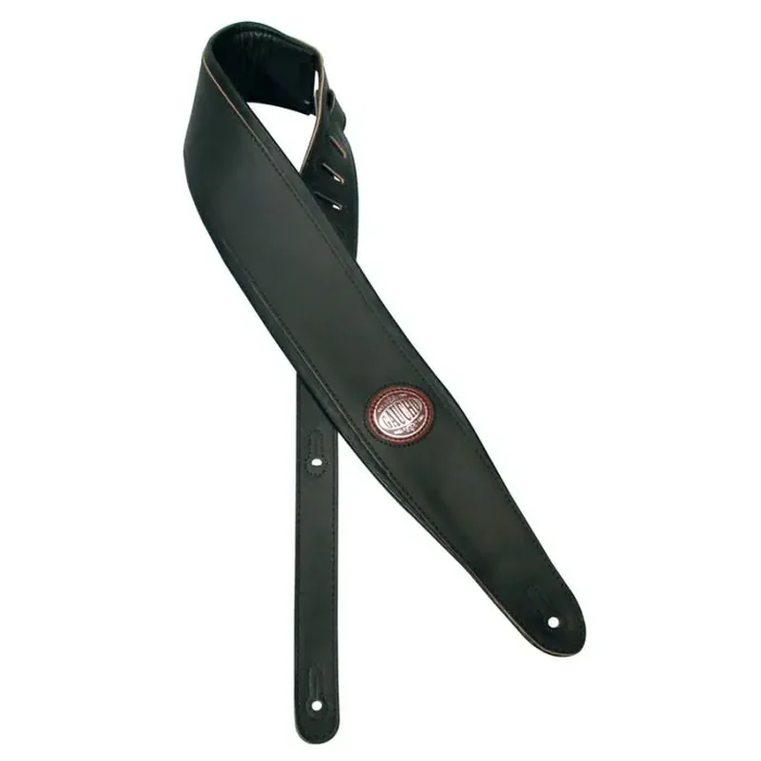 Gaucho Padded Deluxe Series gitaarriem, zwart leder, gevoerde zwarte achterzijde