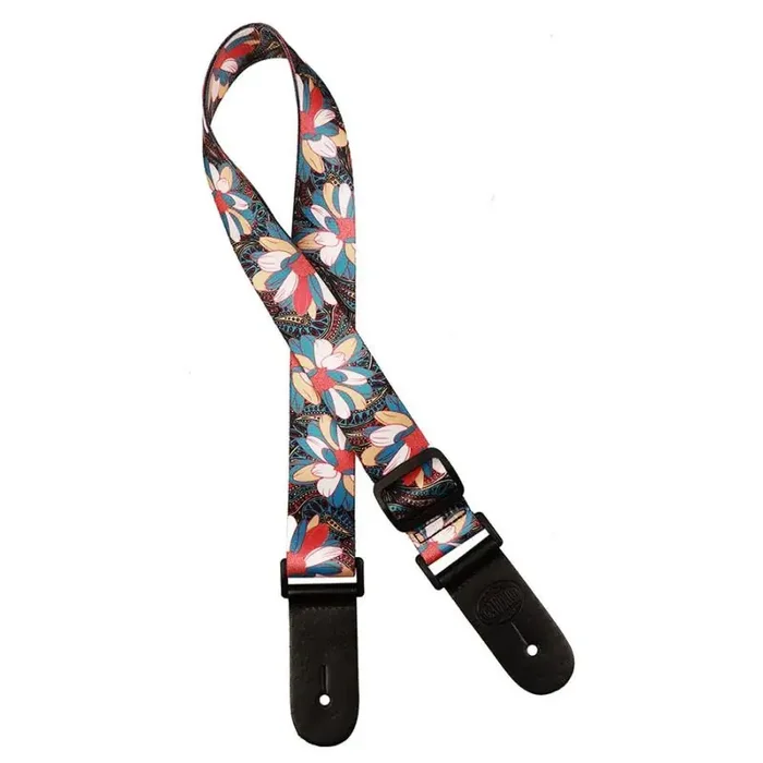 Gaucho Standard Series ukulele strap with multicolor flowers