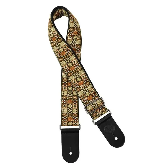 Gaucho Traditional Series guitar strap, 2? jacquard weave, gold mosaic