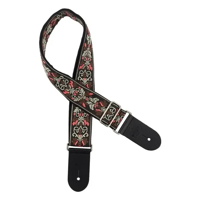 Gaucho Traditional Series guitar strap, 2 jacquard weave, leather slips, multi colors