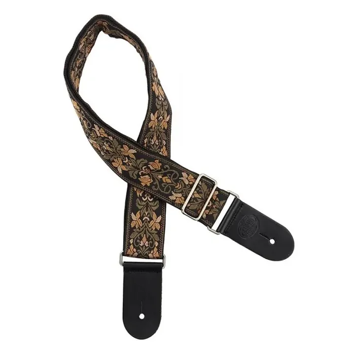Gaucho Traditional Series guitar strap, 2 jacquard weave, leather slips, multi colors