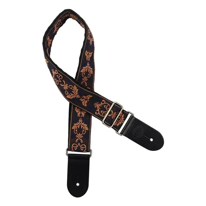 Gaucho Traditional Series guitar strap, 2 jacquard weave, leather slips, multi colors