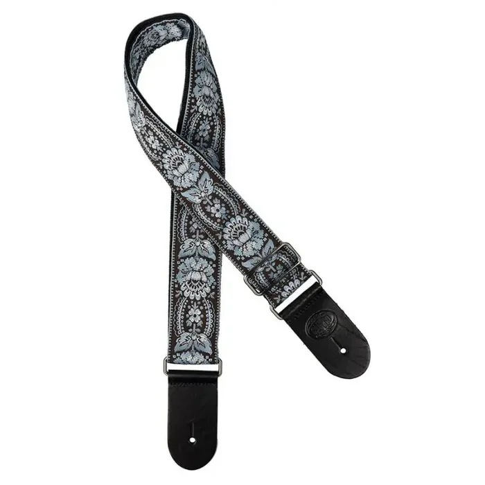 Gaucho Traditional Series guitar strap, 2ヤ jacquard weave, leather slips, multi colours type6
