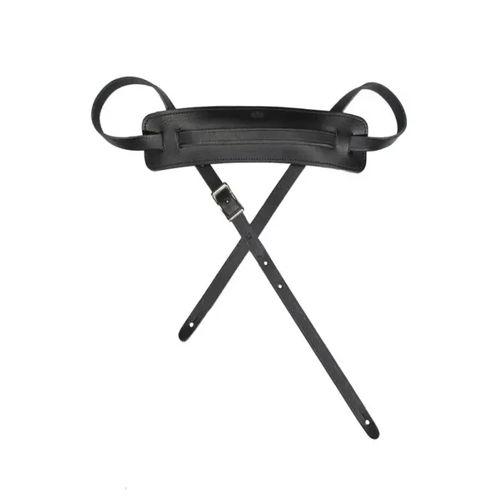 Gaucho Vintage Series gitaarriem, topkwaliteit Europees leder, zwart, verstelbare gesp