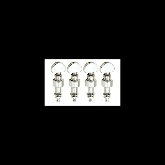 Geared Banjo Pegs, Chrome / Square Pearl Button – 4 Pieces