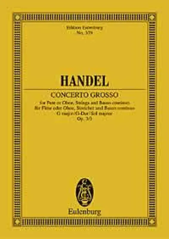 Georg Friedrich Händel Concerto Grosso Op. 3 N. 3 Sol (Sadie) Orchester