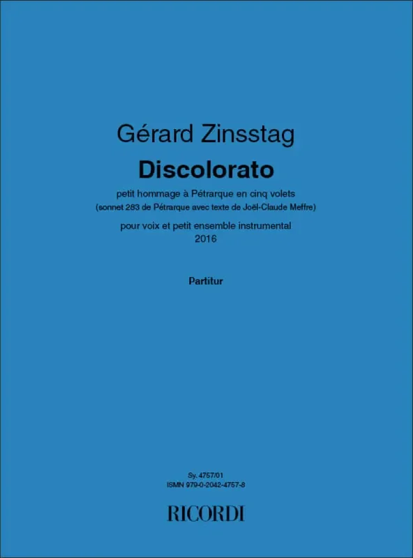 Gérard Zinsstag Discolorato Kammerensemble
