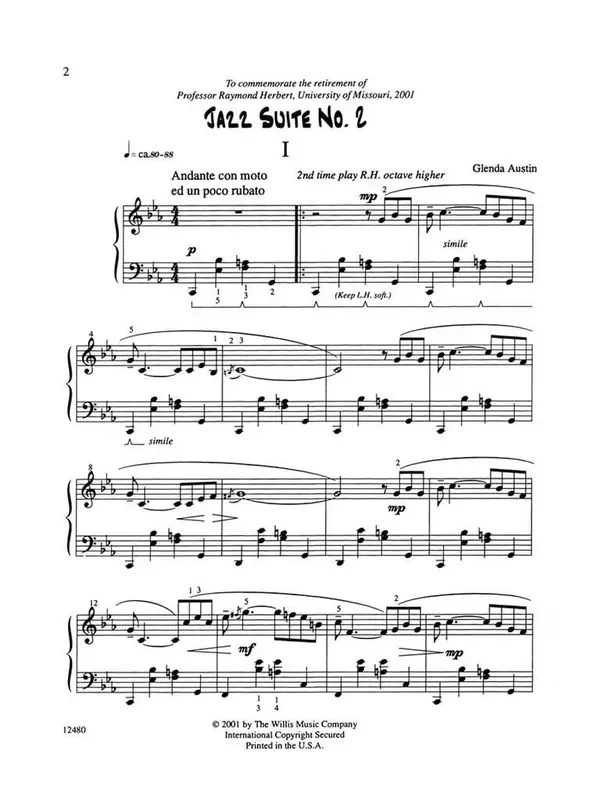 Glenda Austin Jazz Suite No. 2 Klavier Solo