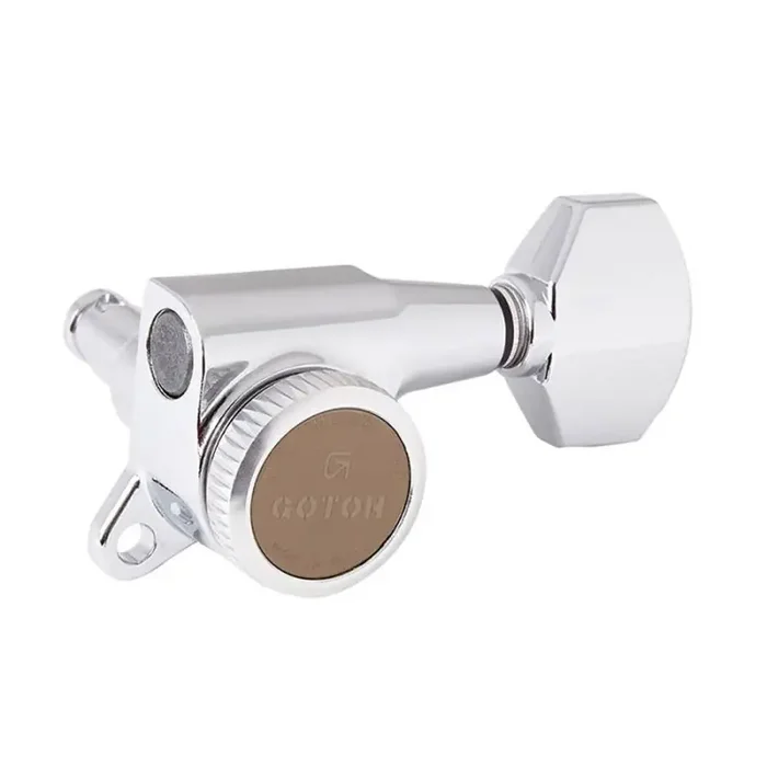 Gotoh machine heads for guitar, 3L/3R, 1 16, magnum lock traditional, mini 07-style button, chrome