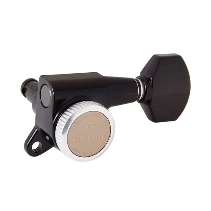 Gotoh machine heads for guitar, 6L, ratio 1 16, magnum lock traditional, mini 07-style button, black