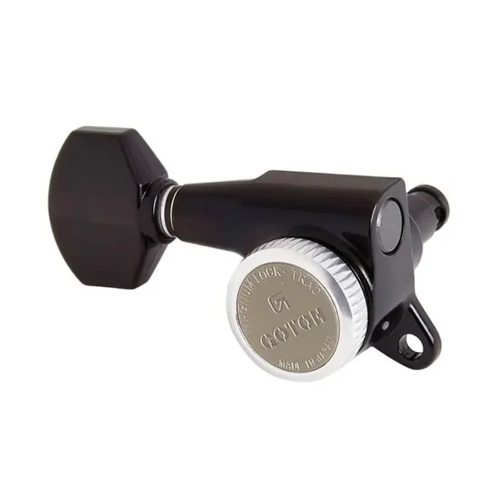 Gotoh machine heads for guitar, 6R, ratio 1 16, magnum lock traditional, mini 07-style button, black
