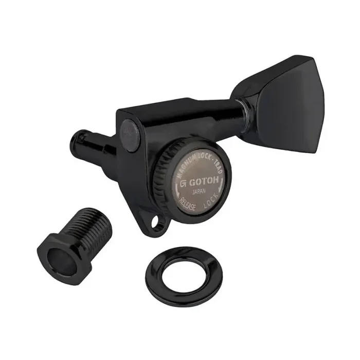 Gotoh SG301 machine heads with Magnum Lock Trad and 04 buttons, 3L3R, black