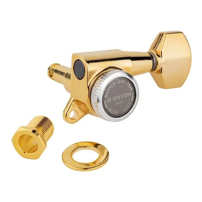 Gotoh SG381 machine heads (posts 3xS 2xL 1xXL) with Magnum Lock Trad and 07 buttons, 6L, gold
