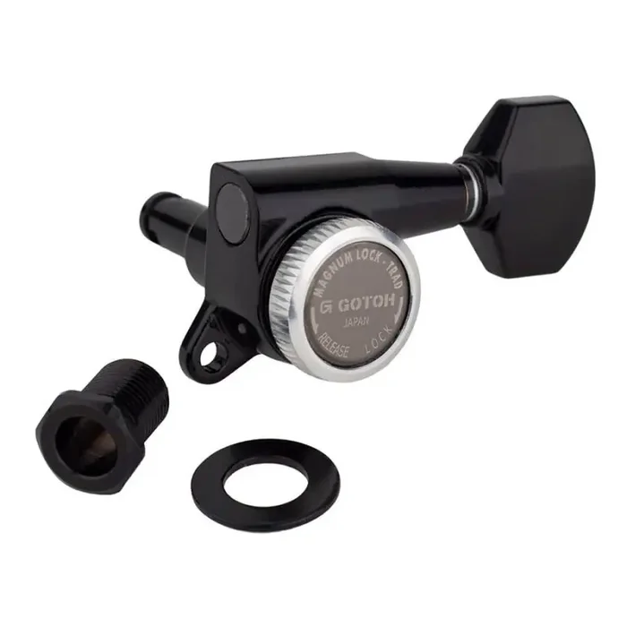 Gotoh SG381 machine heads (posts 6xL) with Magnum Lock Trad and 07 buttons, 3L3R, black