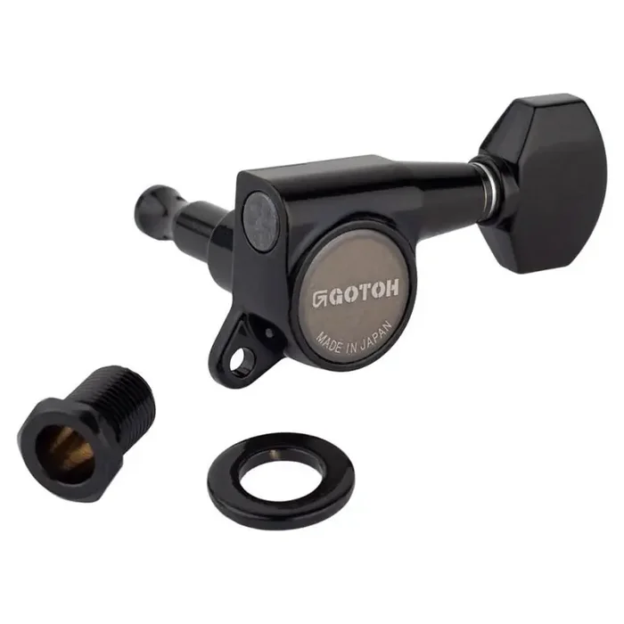 Gotoh SG381 machine heads with Magnum Lock and 07 buttons, 6R, black