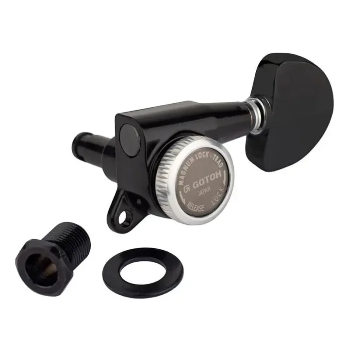 Gotoh SG381 machine heads with Magnum Lock Trad and AB20 buttons, 3L3R, black