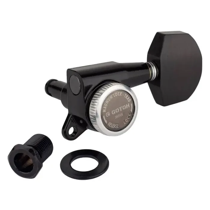 Gotoh SG381 machine heads with Magnum Lock Trad and EN01 buttons, 3L3R, black