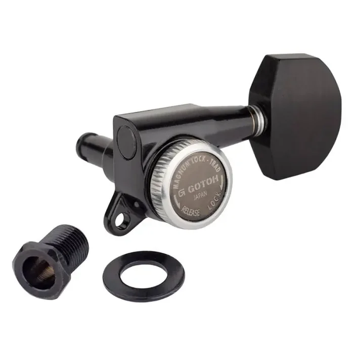Gotoh SG381 machine heads with Magnum Lock Trad and EN01 buttons, 3L3R, cosmo black