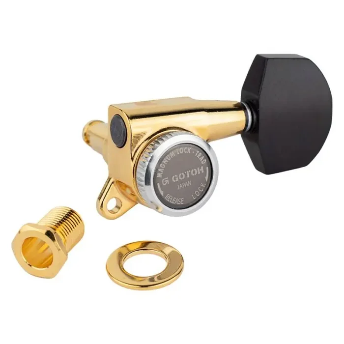Gotoh SG381 machine heads with Magnum Lock Trad and EN01 buttons, 3L3R, gold