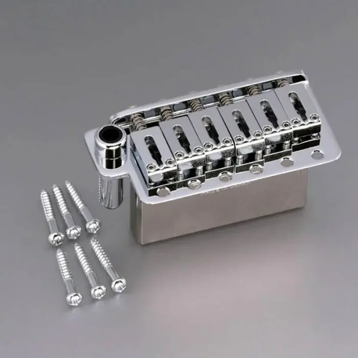 Gotoh tremolo, pitch 10,8 mm, zinc die-cast FST block, steel solid saddles, 6 pivot point, chrome