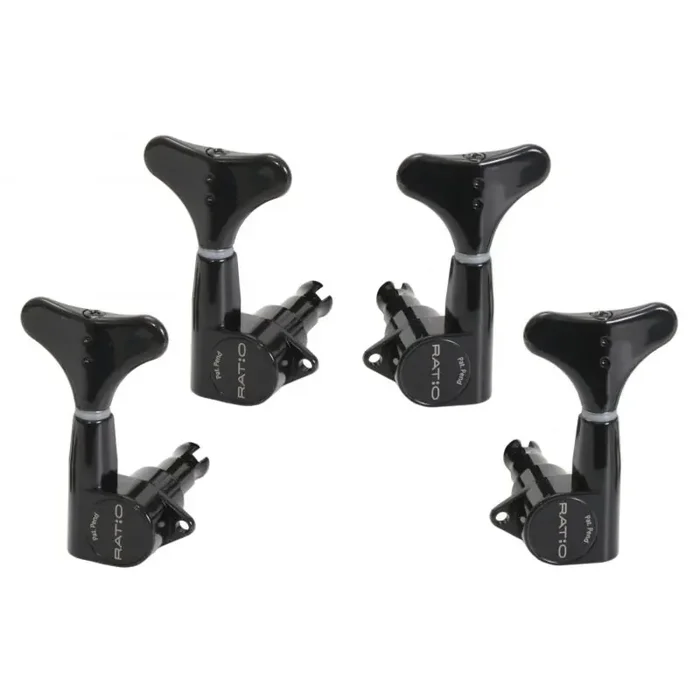 Graph Tech PRB-4220-B0 Ratio Bass Machine Heads with Y-Style Button – 4-String, 2 + 2 – Black