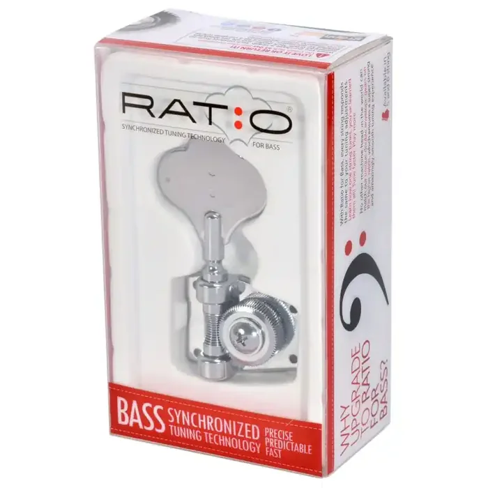 Graph Tech PRB-5411-C0 Ratio Bass Machine Heads, Open Back with Classic Clover Leaf Button – 5-String, 4 + 1 – Chrome