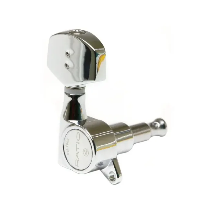 Graph Tech PRN-4311-C0 Ratio Electric Guitar Machine Heads with Contemporary Button, Offset Screw – 3 + 3 – Chrome