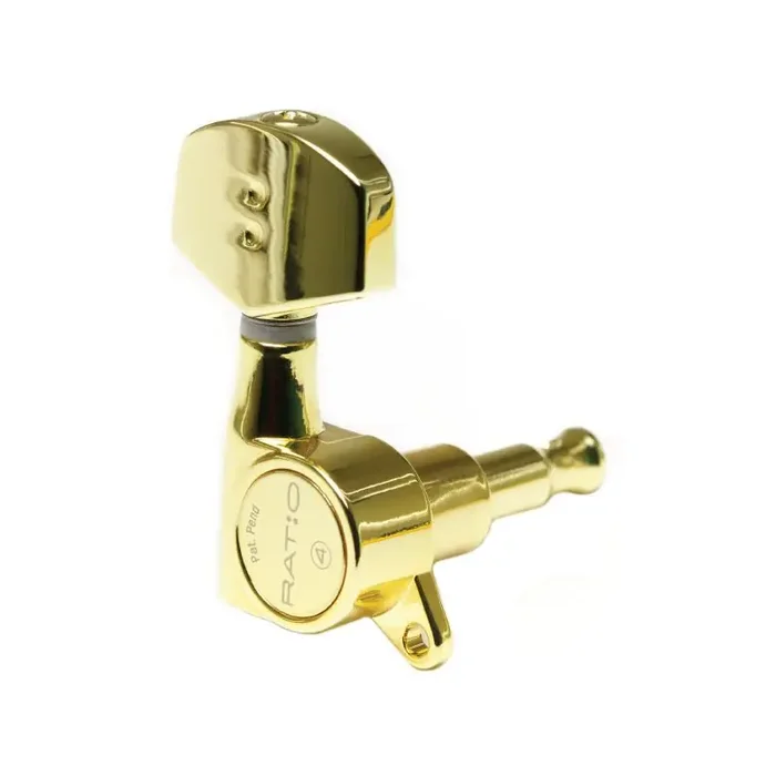 Graph Tech PRN-4411-G0 Ratio Acoustic Guitar Machine Heads with Contemporary Button, Offset Screw – 3 + 3 – Gold
