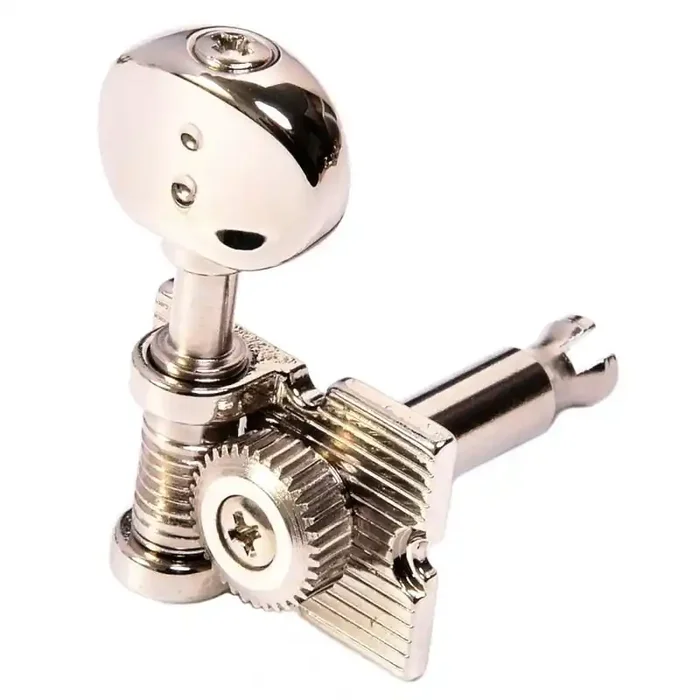 Graph Tech PRN-4624-N0 Ratio Electric Guitar Machine Heads, Vintage Waffle-Back Look with Open Back – 6-in-Line, Bass Side (Left) – Nickel