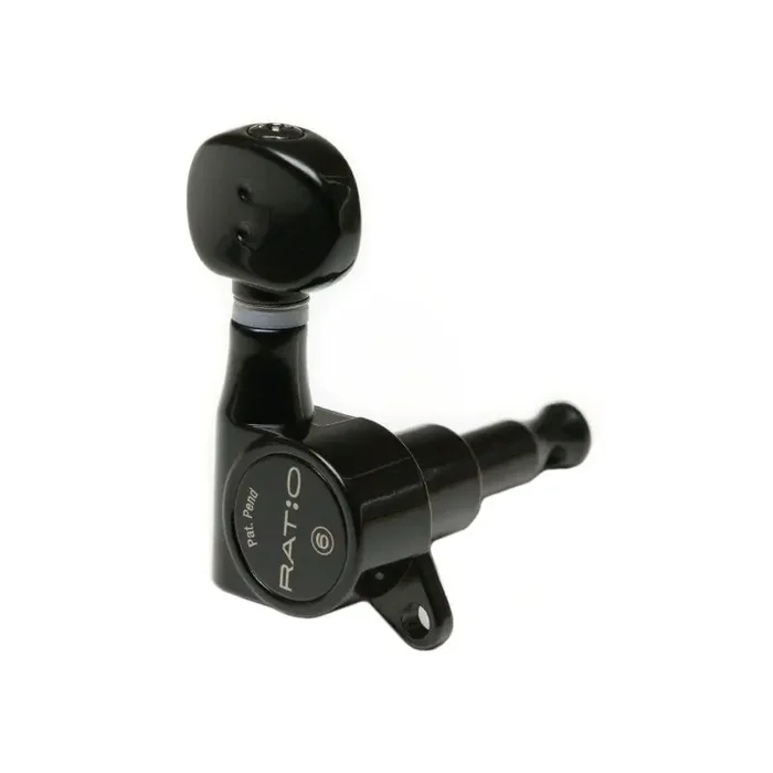 Graph Tech PRN-4731-B0 Ratio Electric Guitar Machine Heads with Classic Button, Offset Screw – 6-in-Line, Bass Side (Left) – Black